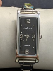 Claire’s CUTE Silver Toned Watch WITH CHARMS 6.1″ Metal Expansion Band NEW Btry