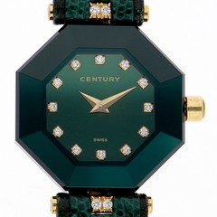 CENTURY Time gem green Dial Quartz Yellow Gold Leather Women’s