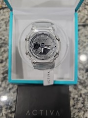 Invicta Activa Dual Time Clear Band Silver/ White 30m Waterproof Below Cost!!
