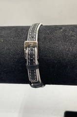 Skagen Women’s Square Stainless Steel Watch 245SSLBW Black Leather 6.5″ Band