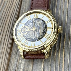 Marriage Watch – Swiss Vintage Movement 49mm, Hand Engraved Custom Gold Dial Dog