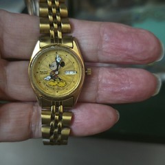 Vintage SEIKO Mickey Mouse Watch Sunburst Quartz Rare DAY DATE AS-IS