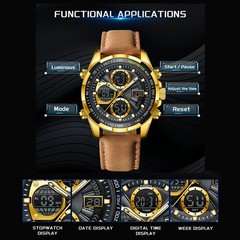 Men Quartz Watch LED Digital Luminous Waterproof Casual Business Male Wristwatch