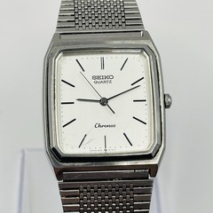 Vintage SEIKO Chronos Quartz 9021-5130 Square White Dial Men’s Watch New Battery