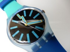 FLASHWHEEL! New Gents BLUE & GREEN Swatch with Silicone Strap! NIB-RARE!
