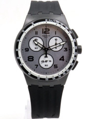 New Swatch Originals NoCloud Black Silicone Chrono Watch 42mm SUSB103 $130