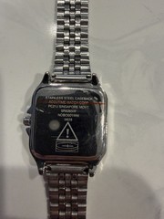 Accutime Silver Square Quartz Watch White Dial Roman Number Dial Silver Bracelet