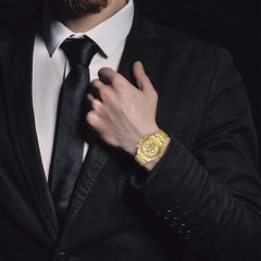 Kenneth Scott Men’s Multi Function Watch | Champagne Dial, Gold Case & Strap