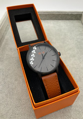 Hugo Boss Men’s Watch Quartz Analogue Brown & Orange Strap Working With Box N5