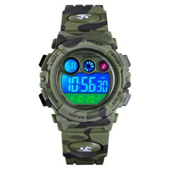 SKMEI Men’s Camouflage Watch – Sport Digital LED Bracelet Wristwatch for Boys