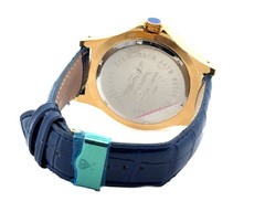 Kings Master Men’s Gold-tone Case Blue Leather Band 0.12ct Diamond 124M