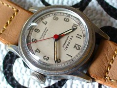 VINTAGE 1940’S MENS WELSBRO 7 JEWELS SWISS MADE WATCH WITH BOX IN GOOD CONDITION