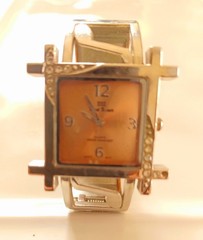 Mark Naimer Women’s Square Gold Dial Silver Bangle Quartz Water-Resistant Watch