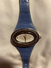 Ecclissi Watch 925 Sterling Silver 22940, Blue Leather Band, Large White Face