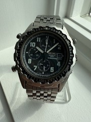 Seiko Sports 200 Chronograph 7T32-7D19 Watch Black Dial Fully Tested Works
