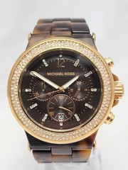 Michael Kors Bel Air MK5528 MK-5528 Womens Brown Tortoise Chronograph Watch