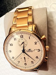 Adee Kaye Men’s Chronograph Watch White Dial W/ Blue Numerals/Hands + Date