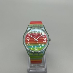 Swatch Color The Sky Men Watch 34mm Rainbow Dial Swiss GS124 New Battery