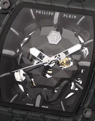 Philipp Plein The Skeleton Automatic Skeleton Dial Tonneau Black Rubber Strap