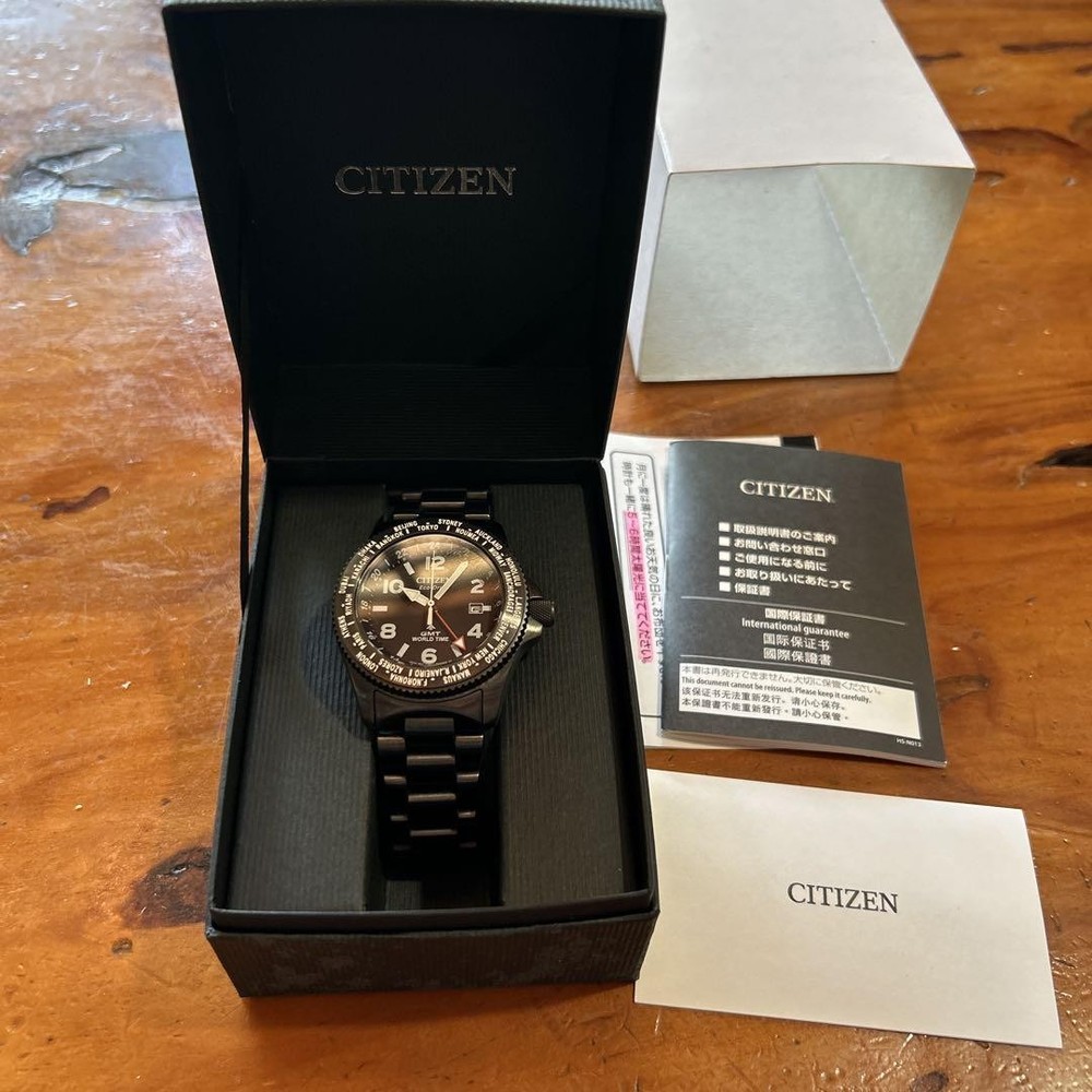 Citizen Promaster World Time Eco Drive Dark Brown SS 40mm Watch 19.5cm Clasp