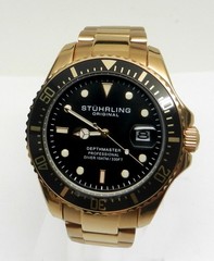 Men’s Gold Stührling Depthmaster Professional Diver Watch Sized For Small Wrist