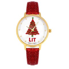 Blekon Women’s 32mm Japanese Quartz Watch, Christmas Tree Dial, Leather Strap
