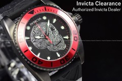 Invicta Men’s Artist Black Dial Red Bezel Quartz 46mm Silicone Band Watch 22196
