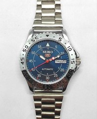 Vintage Refurbished Seiko Automatic Transparent Blue D/D Men’s WristWatch 38MM