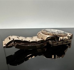 Custom 40mm “Root Beer” GMT Style Mod Watch Rose Gold Case & Band NH34 Automatic