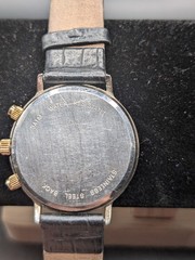 Axcess Mens Lunar Perpetual Calendar Gold Tone Black Leather Strap Working
