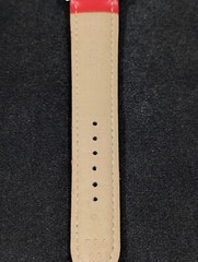 Yazole Black White Dial Round Case Red Leather Band Watch