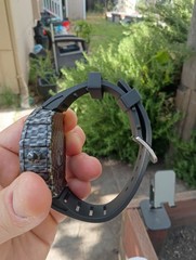 42 Mm Men’s Watch Carbon Fiber Face- Plastic Band Glow In The Dark
