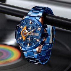 IS CURREN Men Watches Stainless Steel Wristwatch Male Chronograph Quartz Watch