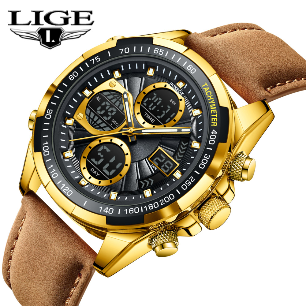 Men Quartz Watch LED Digital Luminous Waterproof Casual Business Male Wristwatch