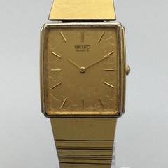 Vintage Seiko Watch Rectangle Mens 5P30-5A99 Gold Tone BROKEN PARTS REPAIR