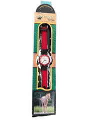 Montana Time Youth Watches Quartz Analog 22mm Red Fabric Strap w/ Box