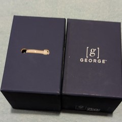 GEORGE Men’s Quartz Analog Watch Black Metal Bracelet Orange Dial w/ Box