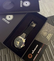 WANCHER “ASTRONAUT” Black Mechanical Automatic Watch 24-hour dial NEW Japan