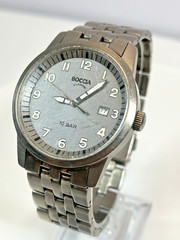 Boccia Titanium Watch Model 3631-02 All Titanium Case. New battery Bracelet Grey