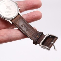 Eddie Bauer Light Up Field Men’s Watch Perforated Dial Leather 1215 42102