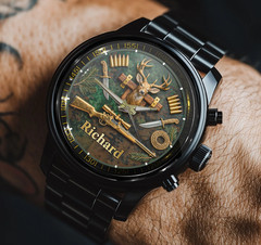 Personalized Ultimate Hunting Legend Black Stainless Steel Watch Custom Gift
