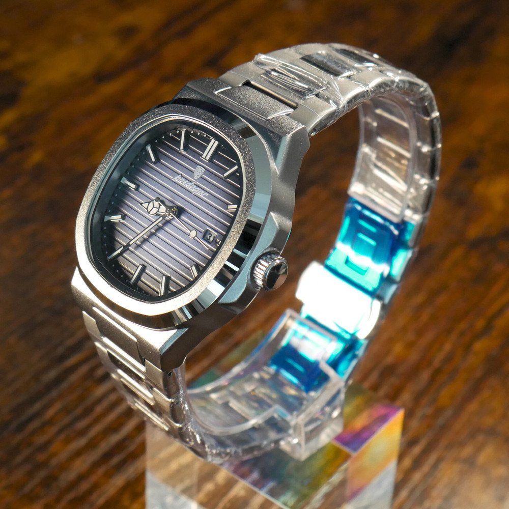POEDAGAR 613 NAUTILUS 40mm Quartz Men’s Stainless Steel Grey Dial Watch – UK