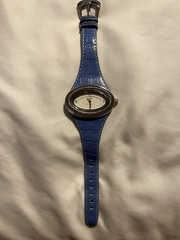 Ecclissi Watch 925 Sterling Silver 22940, Blue Leather Band, Large White Face