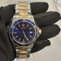 MOVADO 800 SERIES NON-CHRONO BLUE FACE TWO TONE BRACELET WATCH
