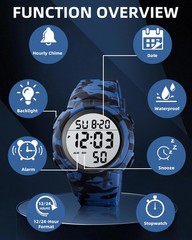 CakCity Men’s Digital Sports Watch,50M Water Resistant,50mm Large Face,Stopwa…