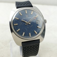 RARE VINTAGE ETERNA ETERNA-MATIC AUTOMATIC SWISS BLUE DATE 36MM MEN’S WATCH