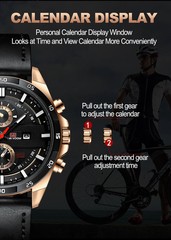 Top Men Watch Sports Style 46mm Large Leather Racing Style Casual Fashion