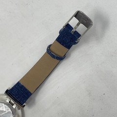 Maurices Women’s Watch 32mm Plaid Dial Silver Tone Purple Blue New Battery 8.75″