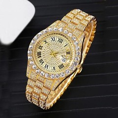 Hip Hop Watches for Men Iced-Out Bling Diamond Luxury Quartz Watches with Date