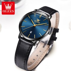 OLEVS Watch 30m Waterproof Ultrathin Quartz Wristwatch Leather Band Men Women